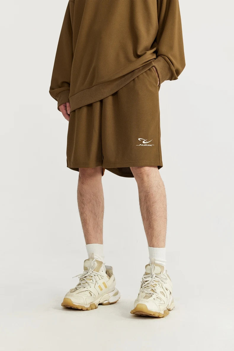 INFLATION Spring Oversized Tracksuit Sportswear Unisex Pique Fabric Embroidery Long Sleeve Tees and Shorts Set