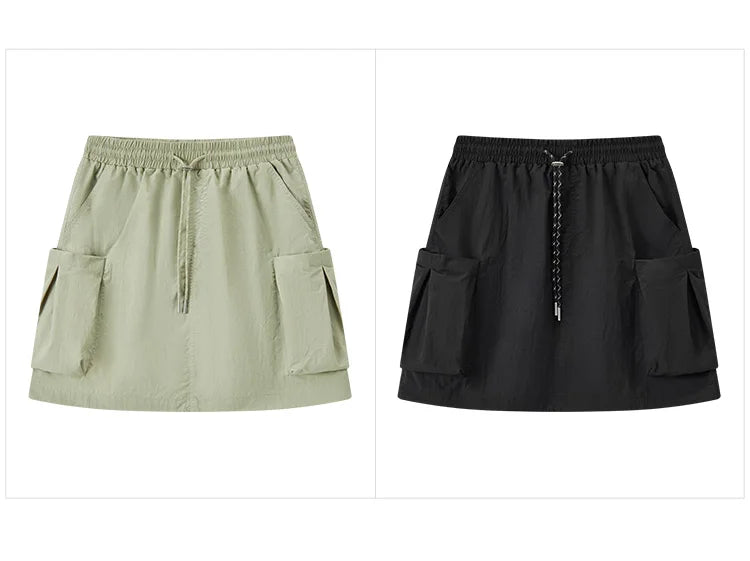 Semir Skirt Women Simple Workwear Style 2025 Summer New Elastic Waist A-Line Skirt with Textured Fabric