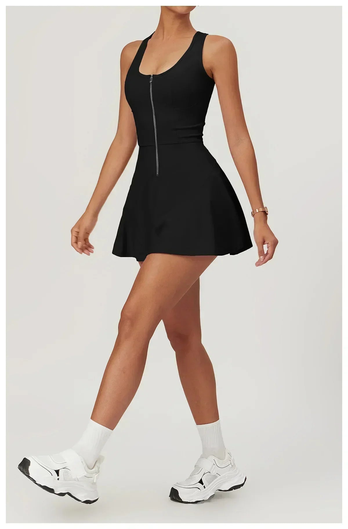 Yoga skirt anti-slip sports dress outdoor one-piece zip tennis skirt running fitness badminton dresses
