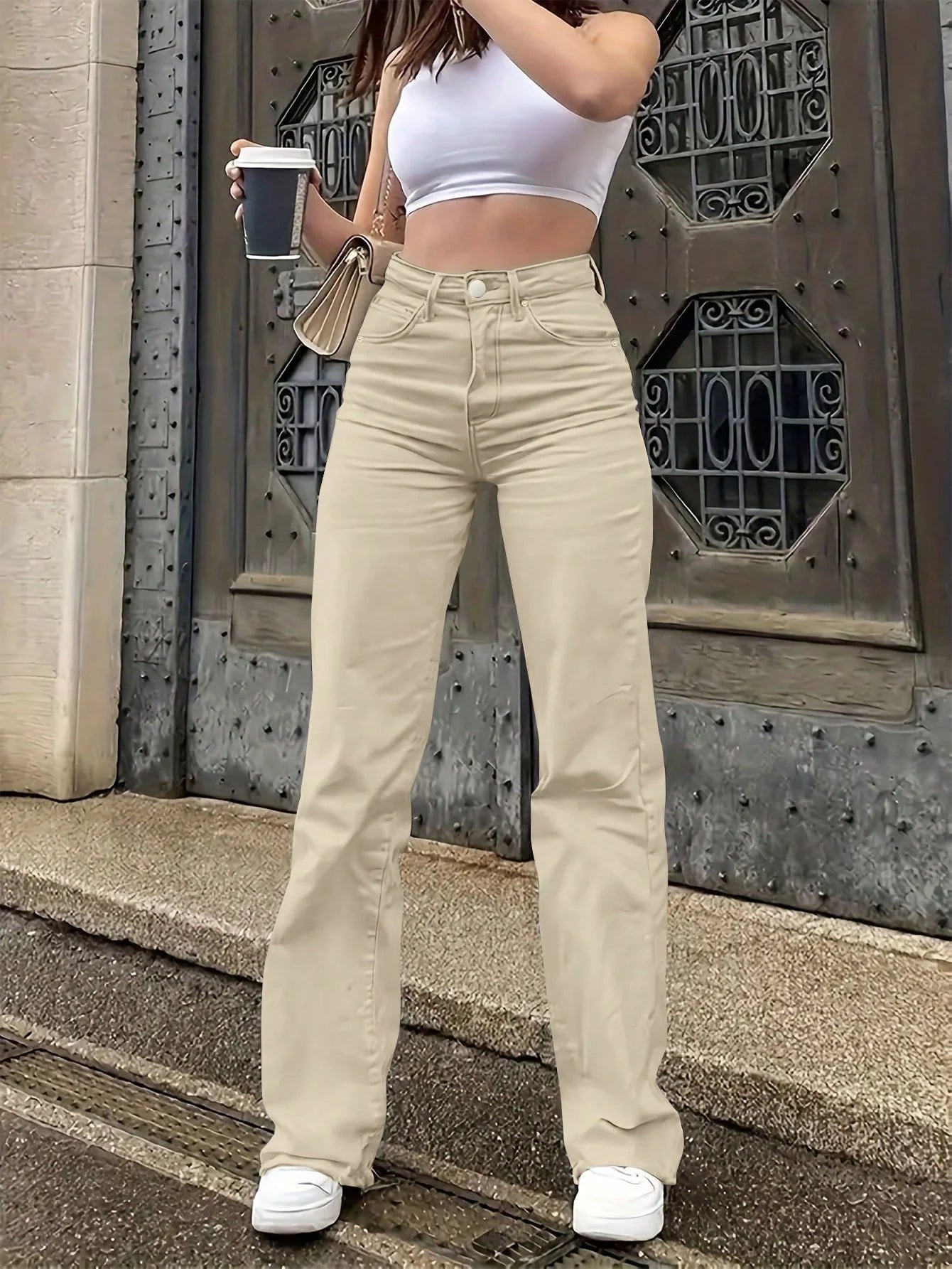 New European and American style jeans, women's comfortable casual all-match jeans.