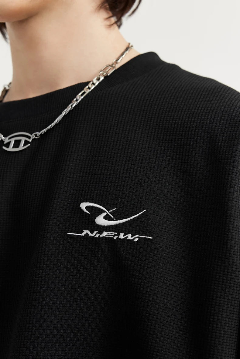 INFLATION Spring Oversized Tracksuit Sportswear Unisex Pique Fabric Embroidery Long Sleeve Tees and Shorts Set