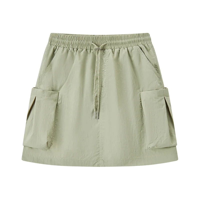 Semir Skirt Women Simple Workwear Style 2025 Summer New Elastic Waist A-Line Skirt with Textured Fabric