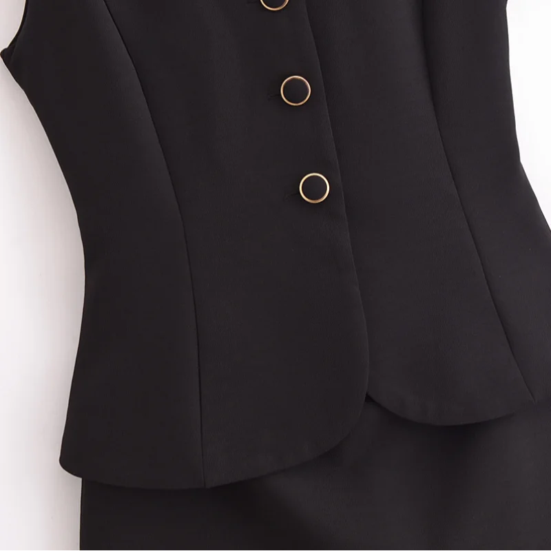 Casual Mini Dress Women Belt Slim Spring Summer O-neck Sleeveless Top Above Knee Skirt Sets Woman Vintage Fake Two Pieces Lady