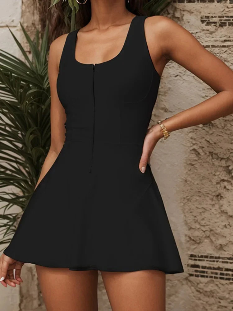 Yoga skirt anti-slip sports dress outdoor one-piece zip tennis skirt running fitness badminton dresses