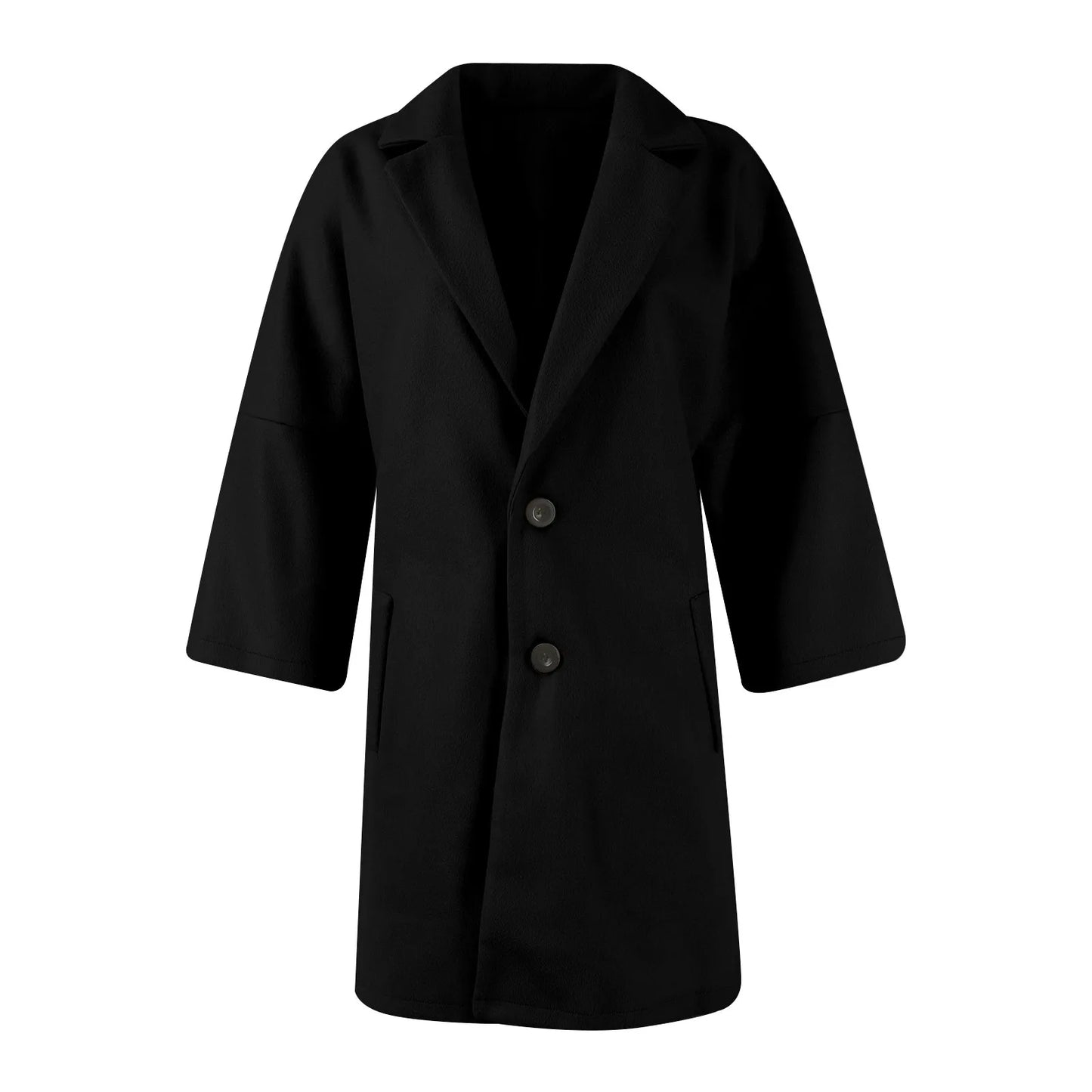 Women'S Coat Fashionable Versatile Tweed Coat Solid Color Sinking Shoulder Seven-Quarter Sleeve Single-Breasted Jacket Women