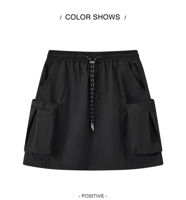 Semir Skirt Women Simple Workwear Style 2025 Summer New Elastic Waist A-Line Skirt with Textured Fabric