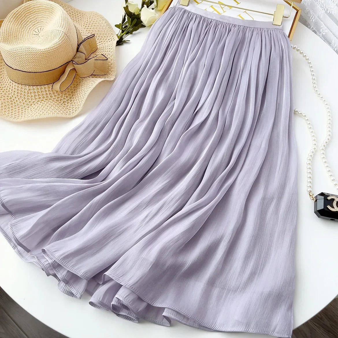 Skirts for Women Summer Pleated Temperament Half-body Skirt Slim Thin Section of The Long A-line Skirt Woman Clothing Streetwear