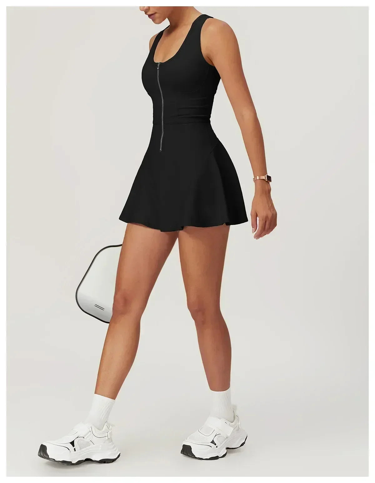 Yoga skirt anti-slip sports dress outdoor one-piece zip tennis skirt running fitness badminton dresses