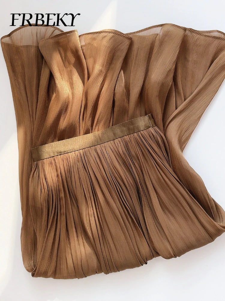 Skirts for Women Summer Pleated Temperament Half-body Skirt Slim Thin Section of The Long A-line Skirt Woman Clothing Streetwear