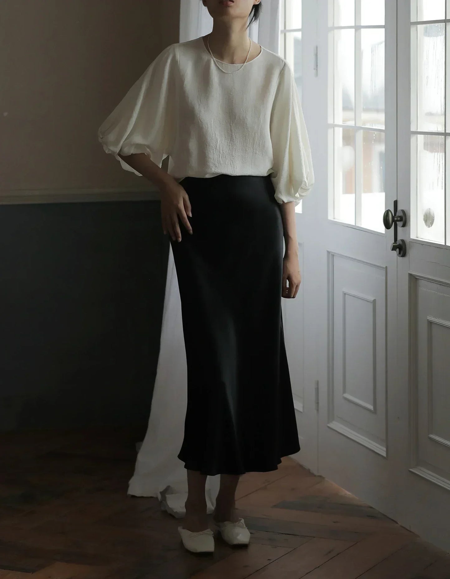 Fashion Women's Skirt A-line Silk High Waist Elegant Skirts Green Blue Long Summer Skirts Korean Side Zipper Office Satin Skirt