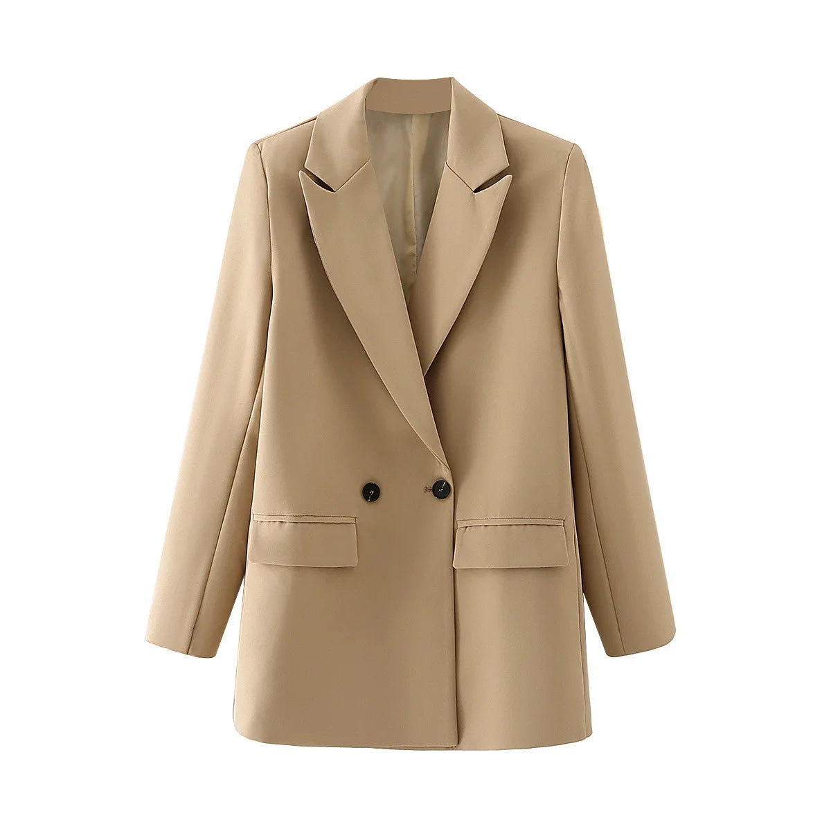Elegant Blazer Coat For Women Fashion Pockets Lapel Oversized Suit Jackets 2025 New Autumn Office Lady Casual Loose Outerwear