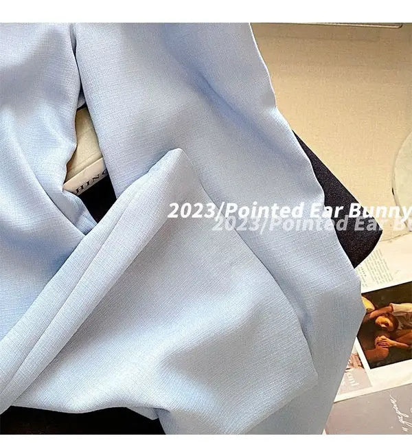 Suits for Women Tracksuit Two Piece Set V Neck Short Sleeve Coat Ropa Club Wide Leg Tailored Trousers Casual Pants Sets