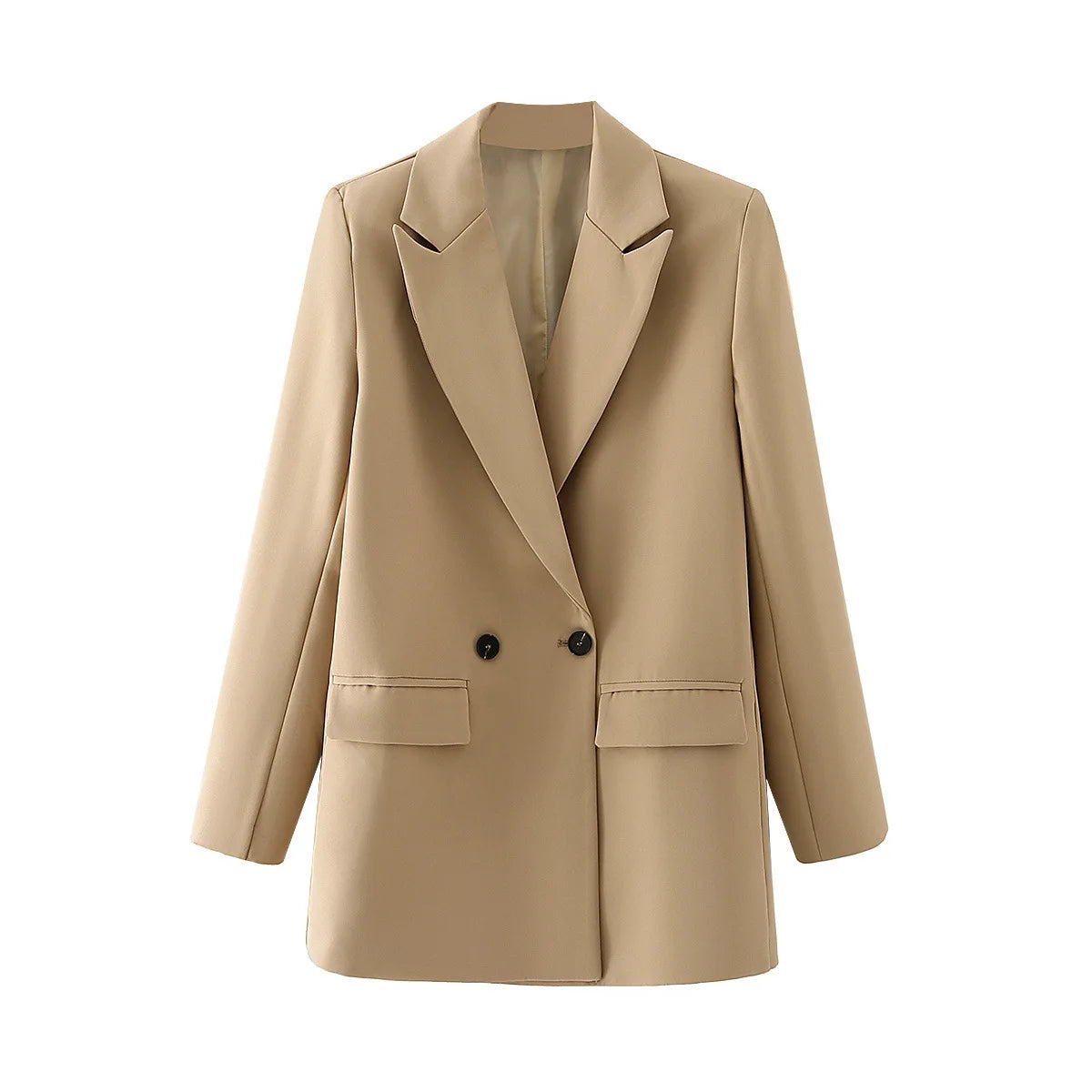 Elegant Blazer Coat For Women Fashion Pockets Lapel Oversized Suit Jackets 2025 New Autumn Office Lady Casual Loose Outerwear
