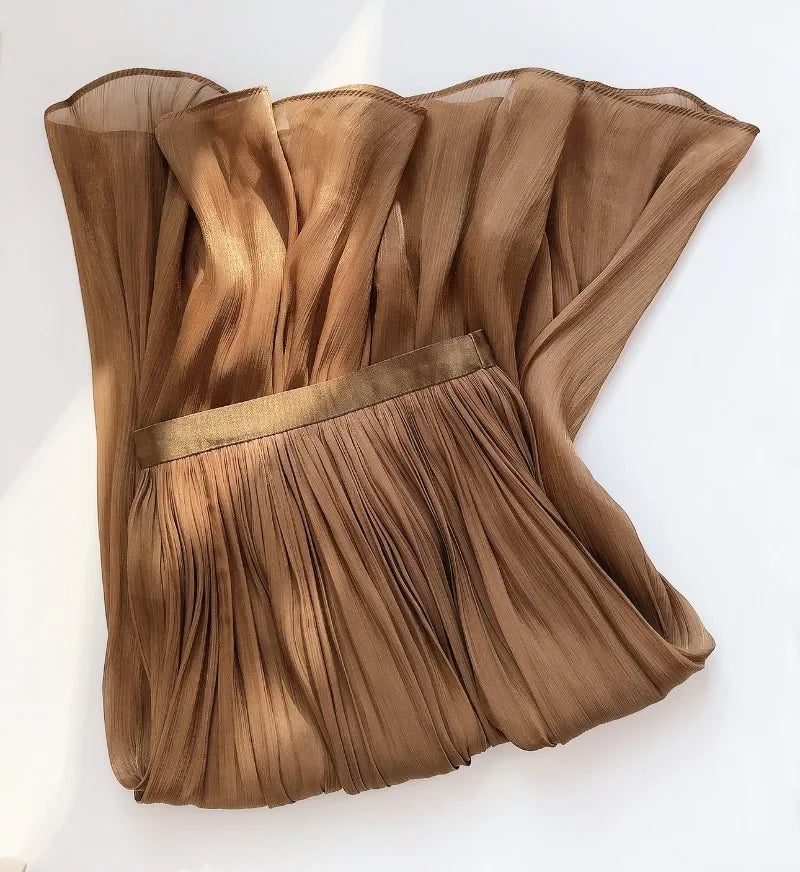 Skirts for Women Summer Pleated Temperament Half-body Skirt Slim Thin Section of The Long A-line Skirt Woman Clothing Streetwear