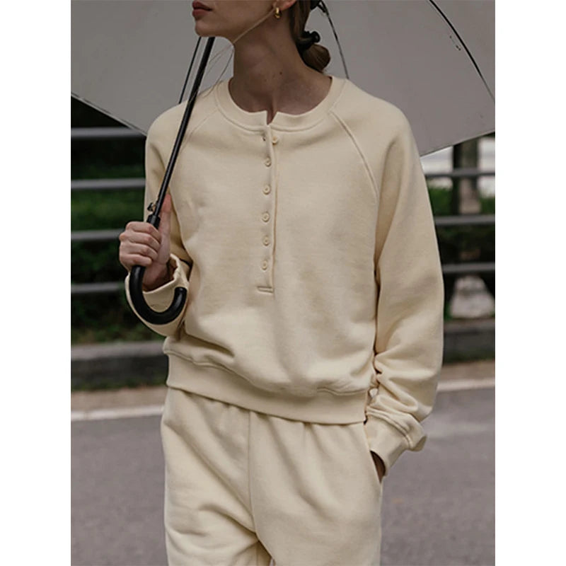 Casual Cotton Two Piece Sets Womens Outifits Long Sleeve Hoodie +Sweatpants Set Trousers Suit Jogger Tracksuit Ensemble Femme