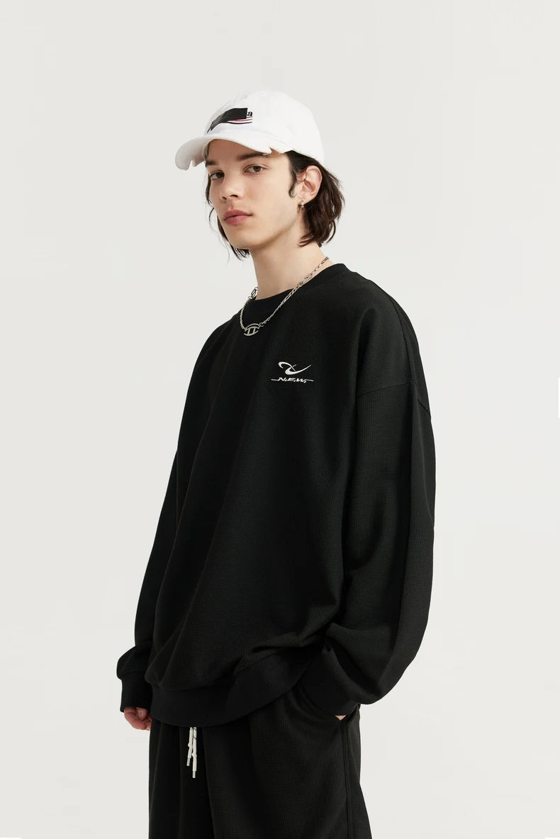 INFLATION Spring Oversized Tracksuit Sportswear Unisex Pique Fabric Embroidery Long Sleeve Tees and Shorts Set