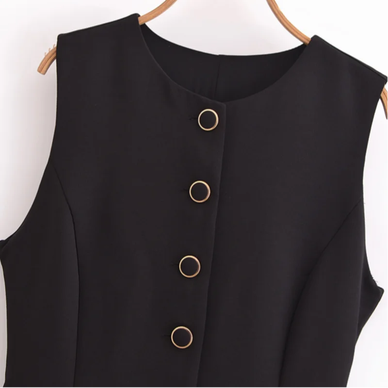 Casual Mini Dress Women Belt Slim Spring Summer O-neck Sleeveless Top Above Knee Skirt Sets Woman Vintage Fake Two Pieces Lady