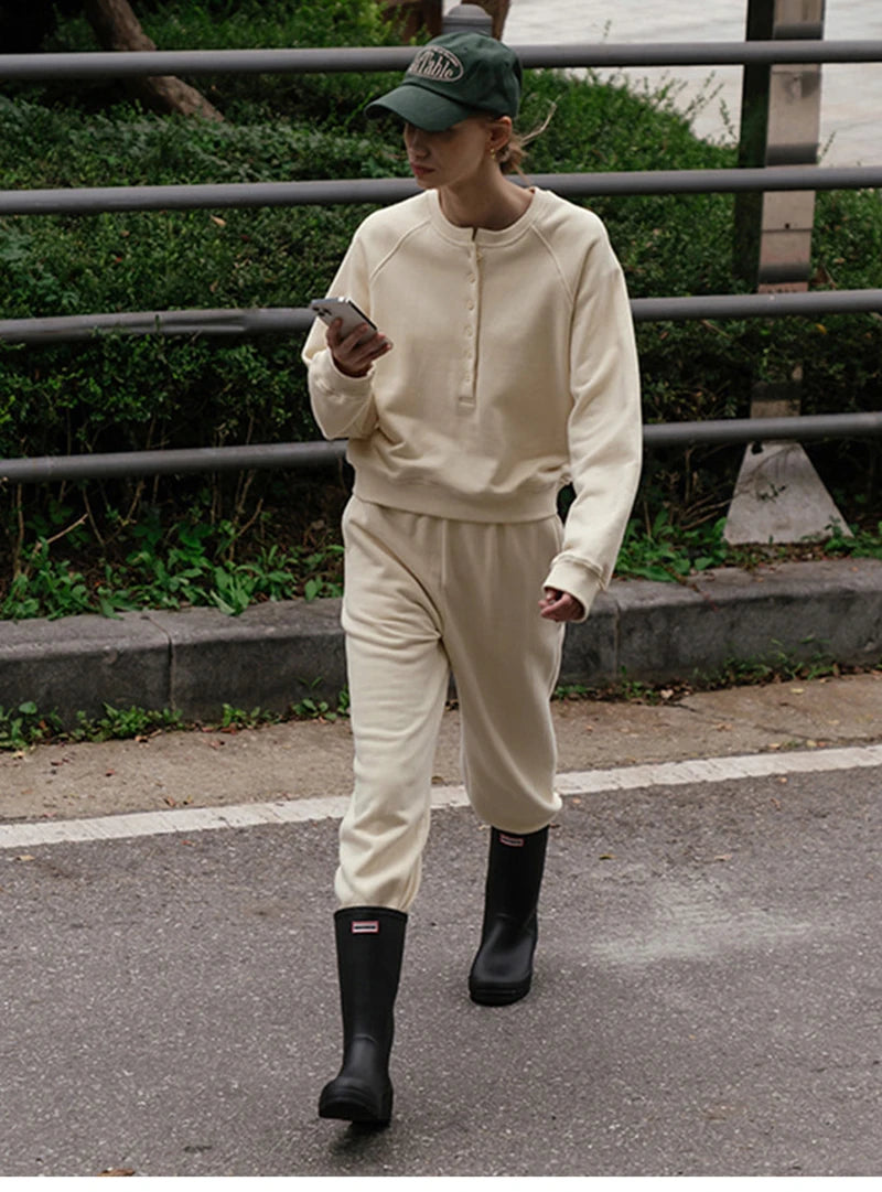 Casual Cotton Two Piece Sets Womens Outifits Long Sleeve Hoodie +Sweatpants Set Trousers Suit Jogger Tracksuit Ensemble Femme
