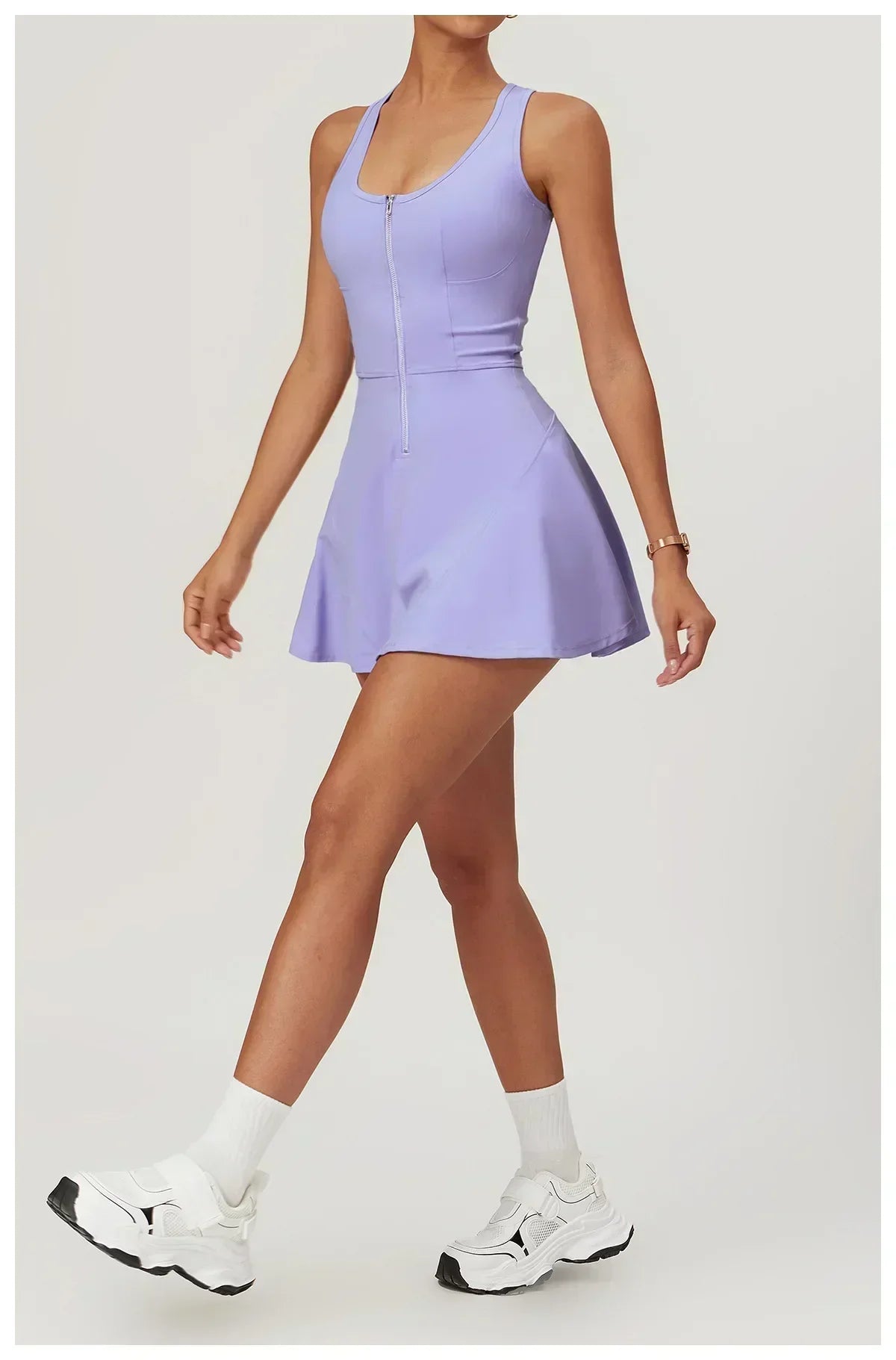 Yoga skirt anti-slip sports dress outdoor one-piece zip tennis skirt running fitness badminton dresses