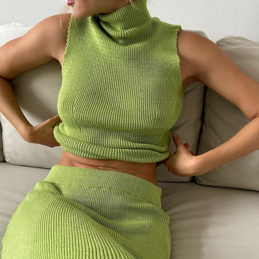 Tossy Elegant Knitwear 2 Piece-Set Long Dress Female Ribbed Sweater Pullover And Loose Patchwork Maxi Skirt Sets Ladies Outfits