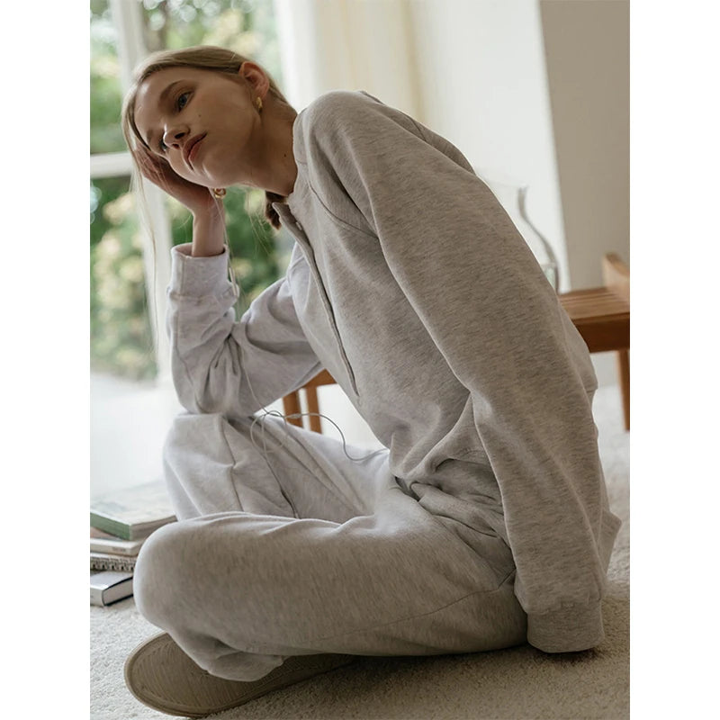 Casual Cotton Two Piece Sets Womens Outifits Long Sleeve Hoodie +Sweatpants Set Trousers Suit Jogger Tracksuit Ensemble Femme