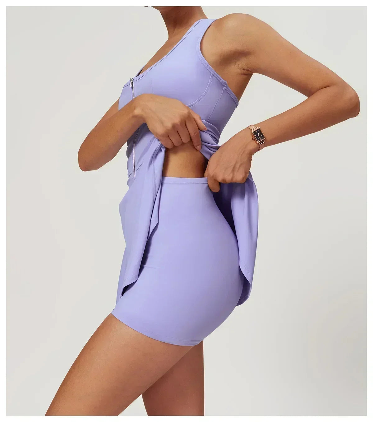 Yoga skirt anti-slip sports dress outdoor one-piece zip tennis skirt running fitness badminton dresses