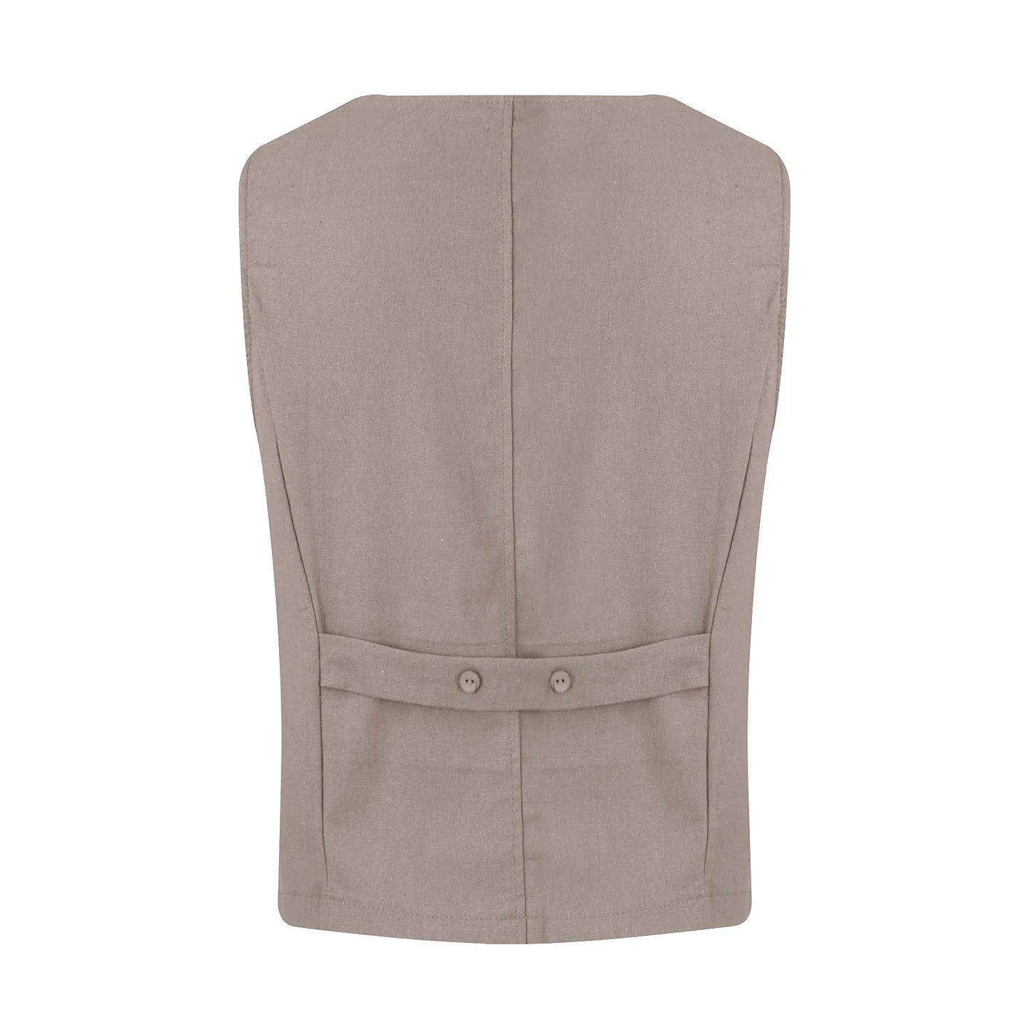 Vintage Vest Summer Top Deep V-Neck Solid Waistcoat Casual Sleeveless Tank Tops Cotton Linen Thin Outerwear Vest Coat Women