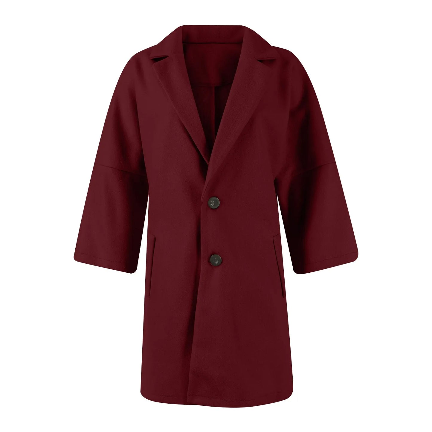 Women'S Coat Fashionable Versatile Tweed Coat Solid Color Sinking Shoulder Seven-Quarter Sleeve Single-Breasted Jacket Women
