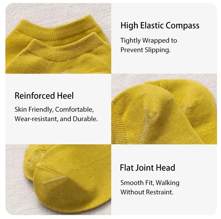 8 Pairs of Spring and Summer Four-season Women's Simple Fashionable and Sweet Morandi Solid Color Low Cut and Comfortable Socks