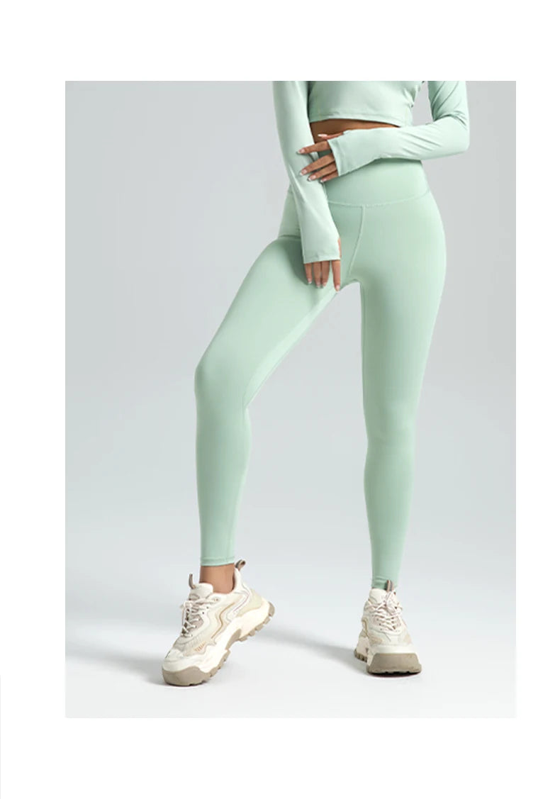 Women's Solid High Waist Sports Leggings,Breathable Comfortable Quick Drying SkinnyPants for Yoga Running, Ladies Sportswear for
