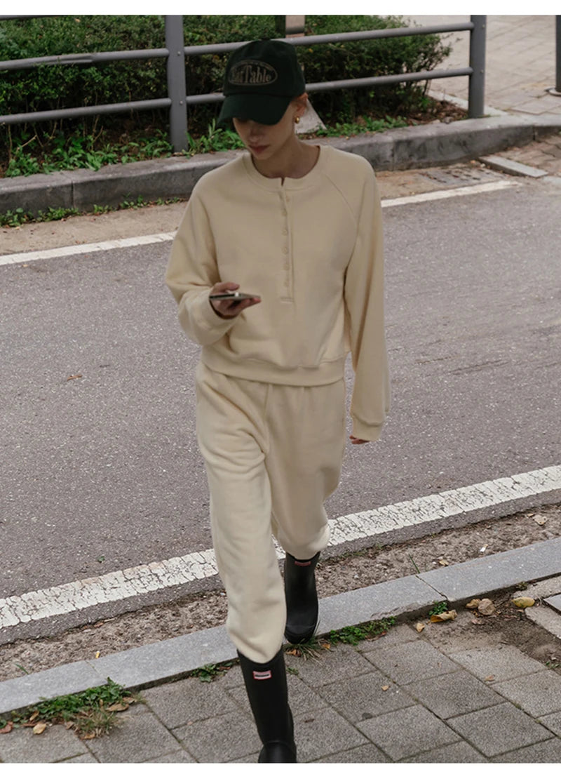 Casual Cotton Two Piece Sets Womens Outifits Long Sleeve Hoodie +Sweatpants Set Trousers Suit Jogger Tracksuit Ensemble Femme