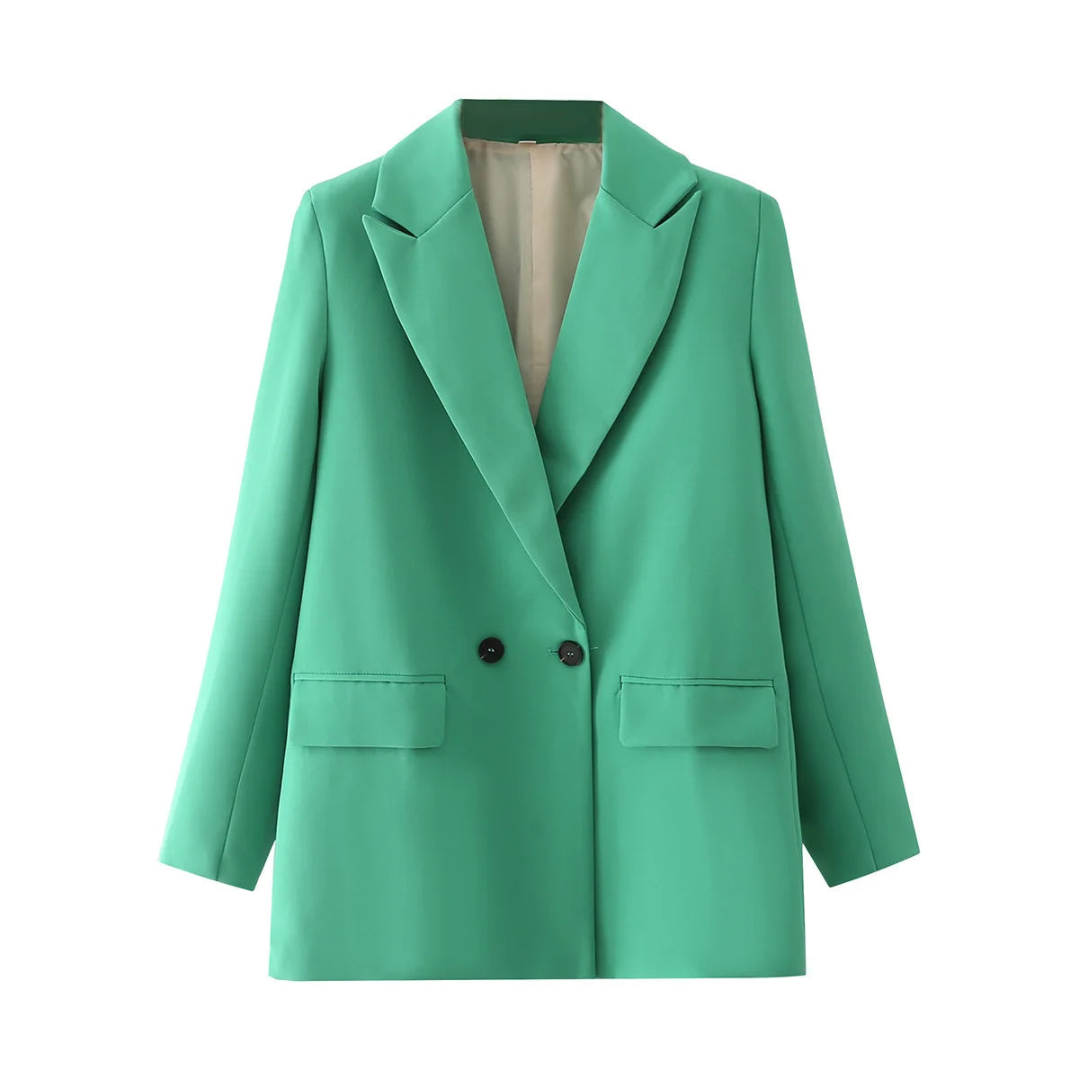 Elegant Blazer Coat For Women Fashion Pockets Lapel Oversized Suit Jackets 2025 New Autumn Office Lady Casual Loose Outerwear