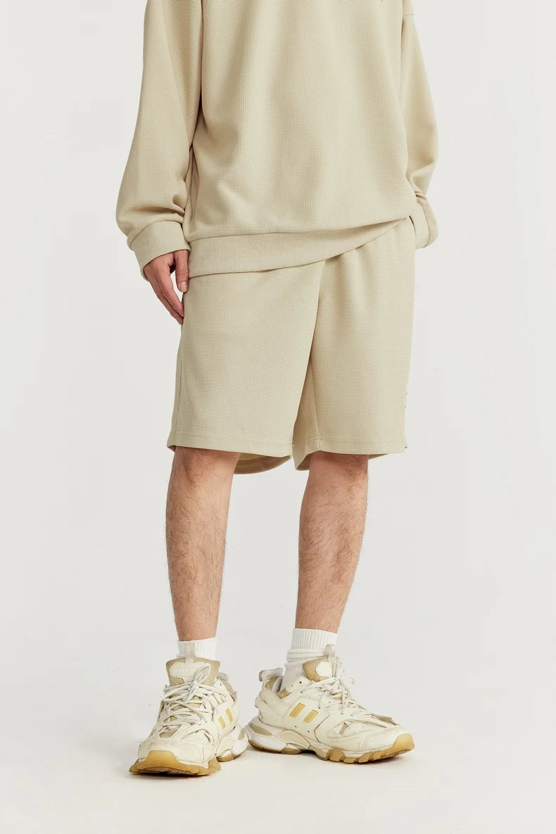 INFLATION Spring Oversized Tracksuit Sportswear Unisex Pique Fabric Embroidery Long Sleeve Tees and Shorts Set