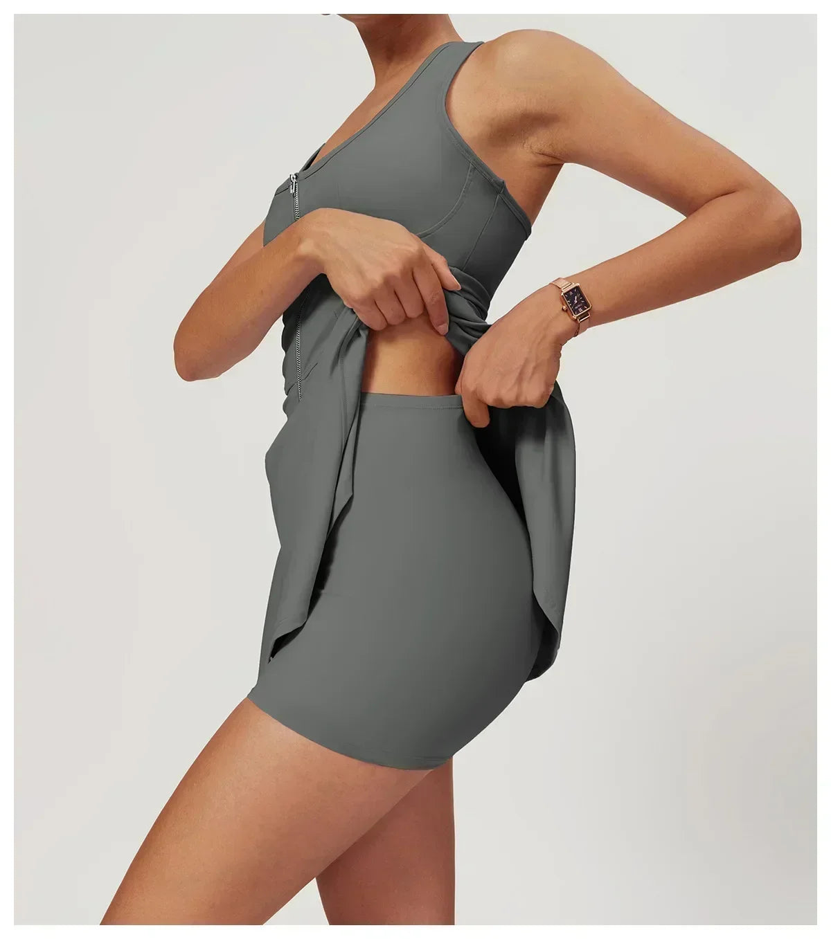 Yoga skirt anti-slip sports dress outdoor one-piece zip tennis skirt running fitness badminton dresses