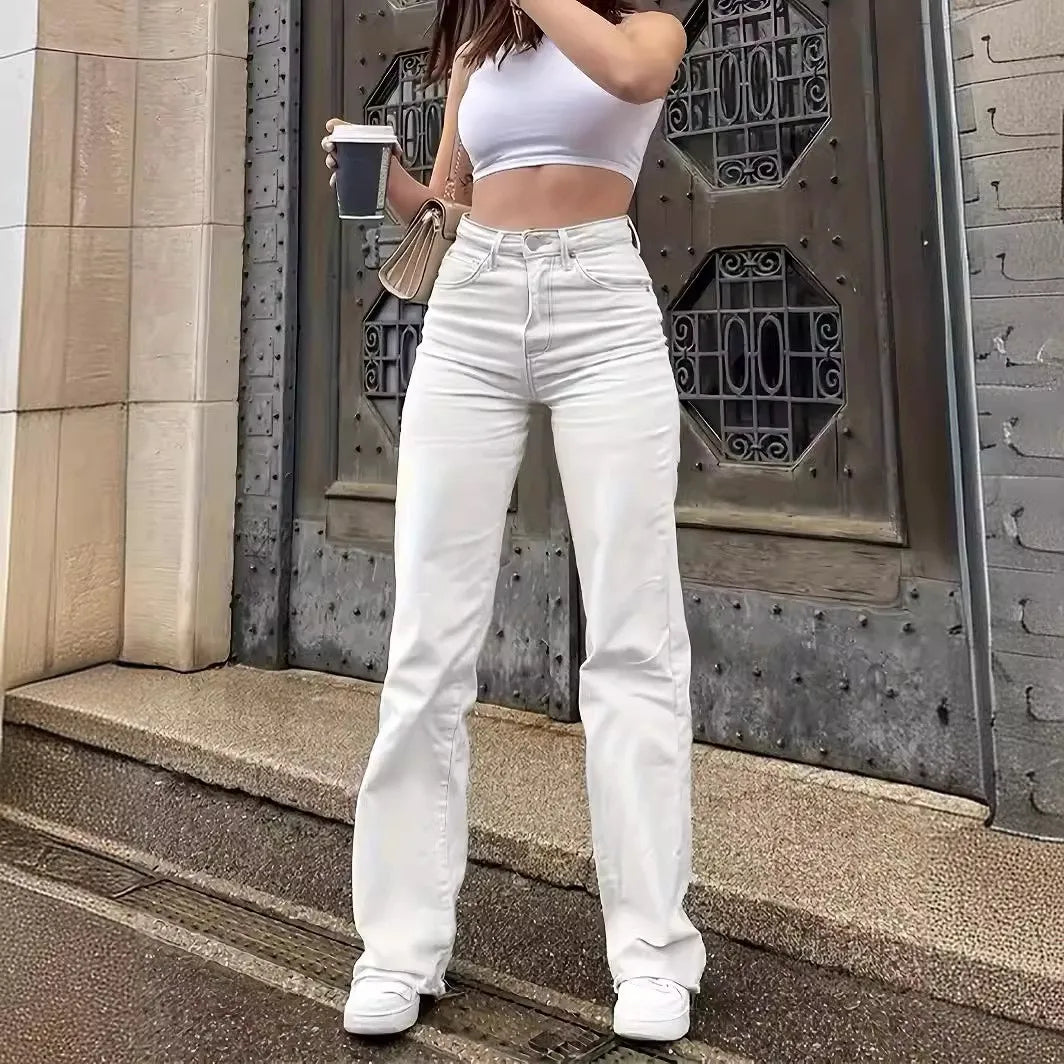 New European and American style jeans, women's comfortable casual all-match jeans.