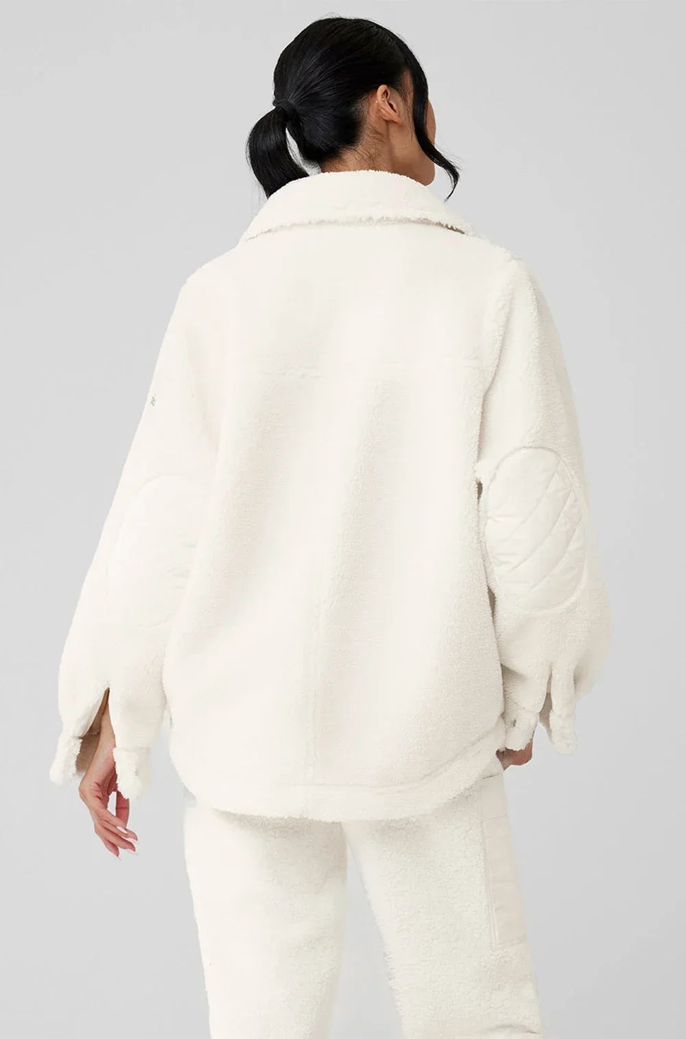 AL Coat for women Plush jacket Lapel shirt style Loose Casual White Fashion Coat Plush Medium long styles Pockets Jacket New