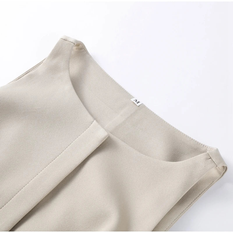 Casual Mini Dress Women Belt Slim Spring Summer O-neck Sleeveless Top Above Knee Skirt Sets Woman Vintage Fake Two Pieces Lady