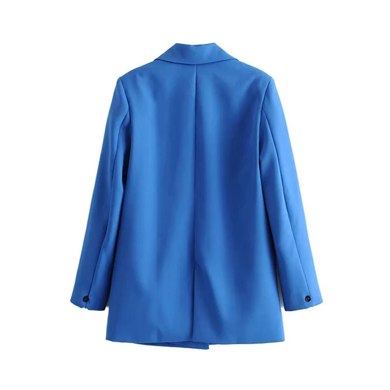 Elegant Blazer Coat For Women Fashion Pockets Lapel Oversized Suit Jackets 2025 New Autumn Office Lady Casual Loose Outerwear