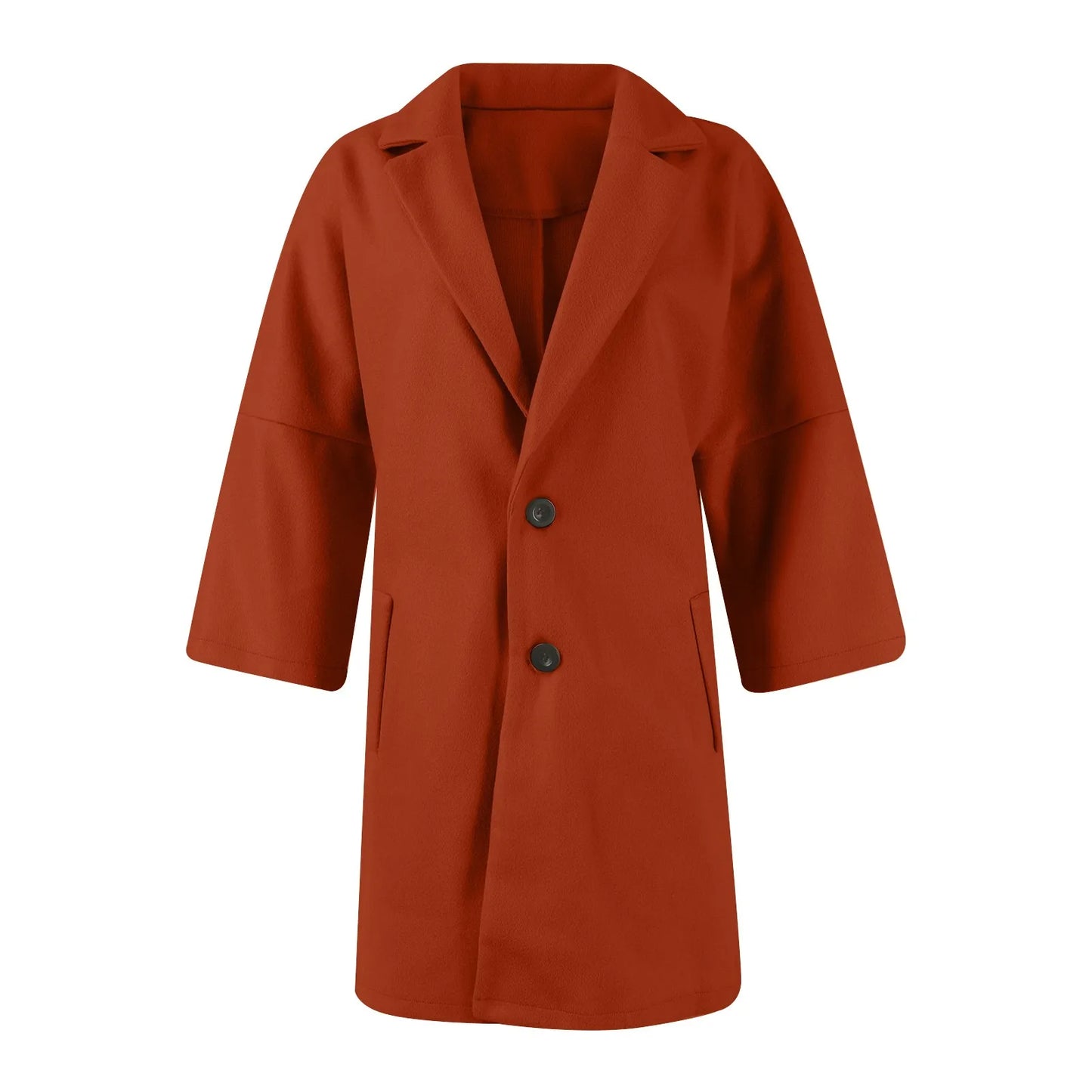 Women'S Coat Fashionable Versatile Tweed Coat Solid Color Sinking Shoulder Seven-Quarter Sleeve Single-Breasted Jacket Women