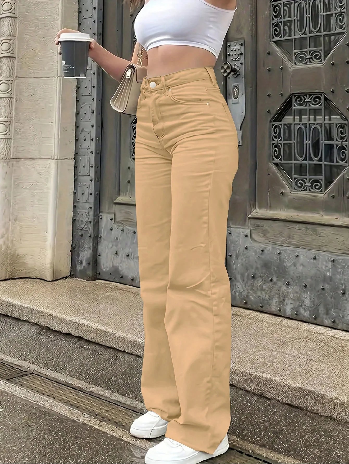 New European and American style jeans, women's comfortable casual all-match jeans.