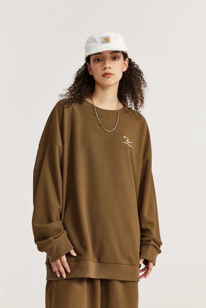 INFLATION Spring Oversized Tracksuit Sportswear Unisex Pique Fabric Embroidery Long Sleeve Tees and Shorts Set