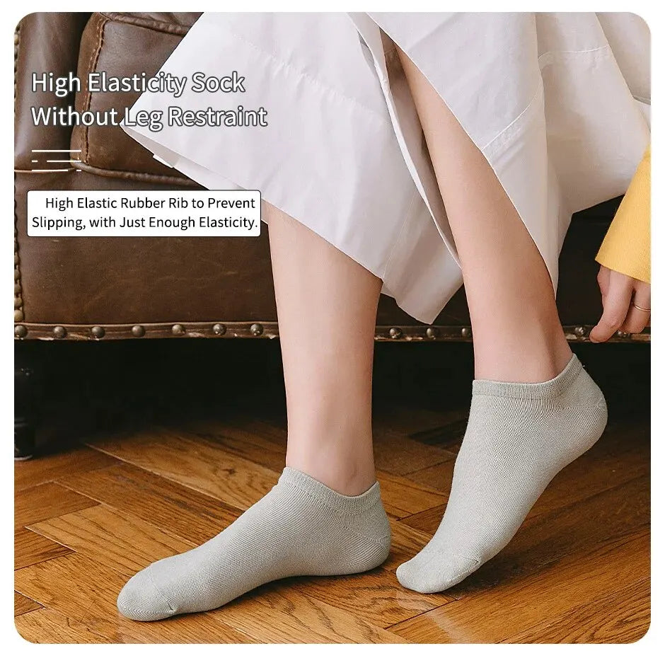 8 Pairs of Spring and Summer Four-season Women's Simple Fashionable and Sweet Morandi Solid Color Low Cut and Comfortable Socks