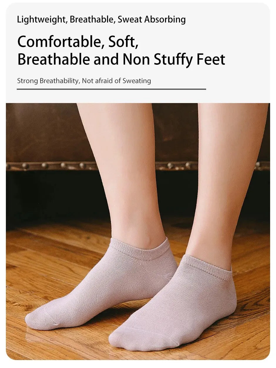 8 Pairs of Spring and Summer Four-season Women's Simple Fashionable and Sweet Morandi Solid Color Low Cut and Comfortable Socks