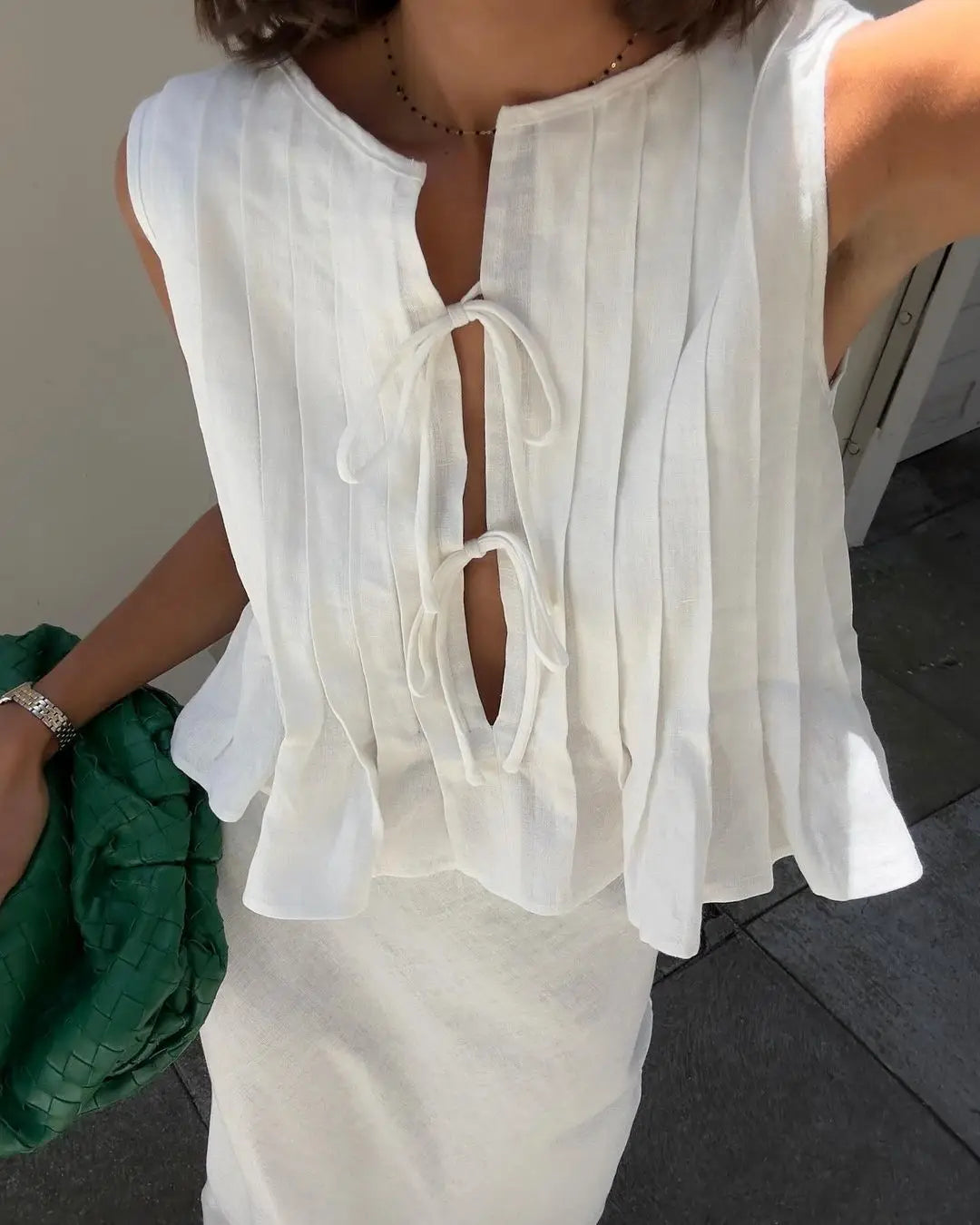Women's Ruffled Lace Up Suit Blouse Long Skirt High Street Suit Solid Color Skirt 2 Piece High Street Suit 2024 New Suit