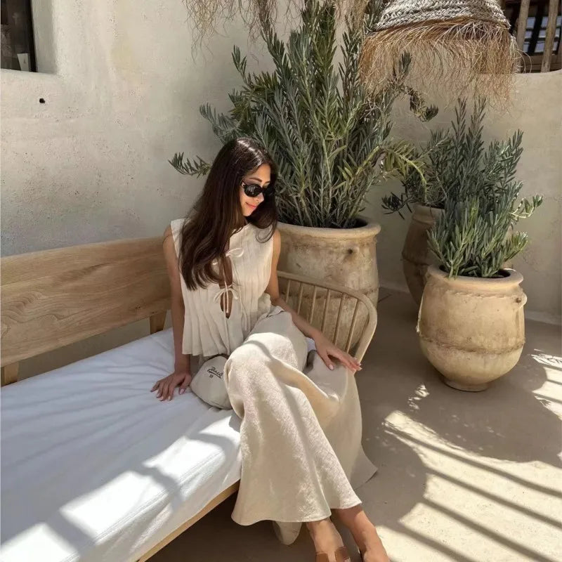 Women's Ruffled Lace Up Suit Blouse Long Skirt High Street Suit Solid Color Skirt 2 Piece High Street Suit 2024 New Suit