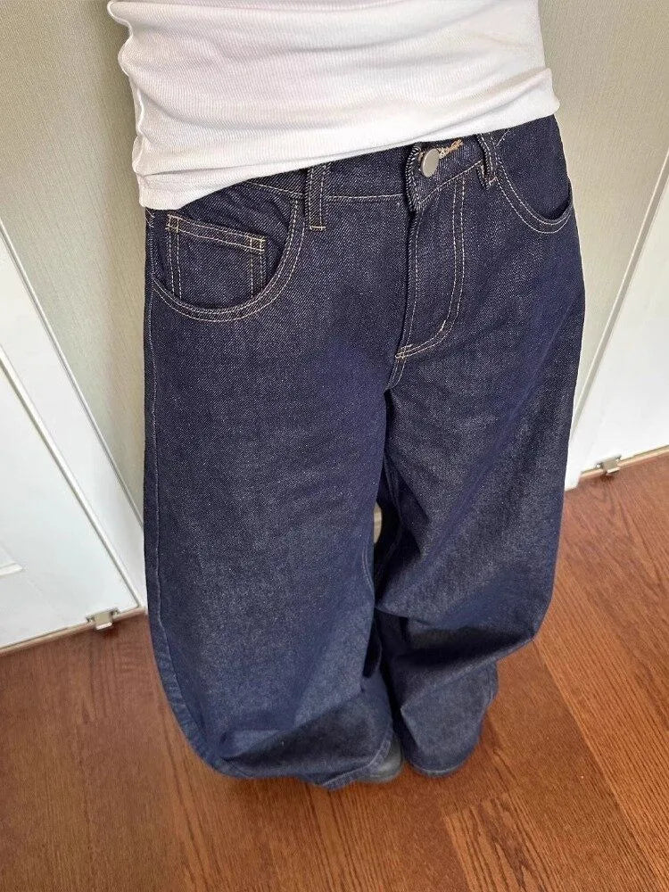 Jeans Women Streetwear Chic Y2k Wide Leg Pants 2025 New Bottms High Waist Straight Denim Trousers Casual Korean Pantalon Femme