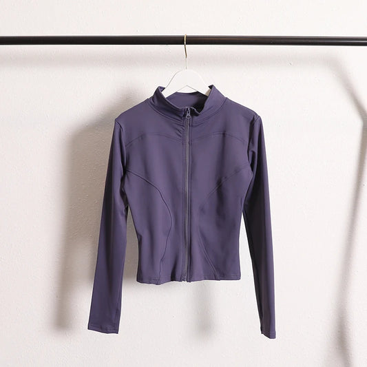 Yoga Jacket Coat Flexible Active Wear Women Zip Up Gym Sports Fitness Casual Jackets with Thumb Holes