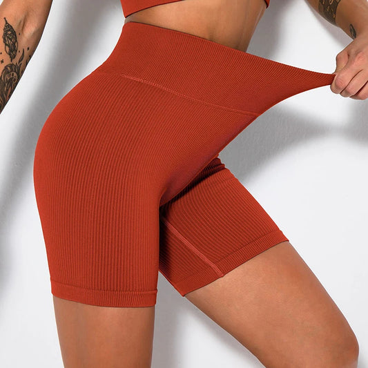 Seamless Knitted Sports Shorts Casual High Waist Push Up Cycling Shorts Fitness Running Tight Hip Lifting Yoga Shorts Sportswear