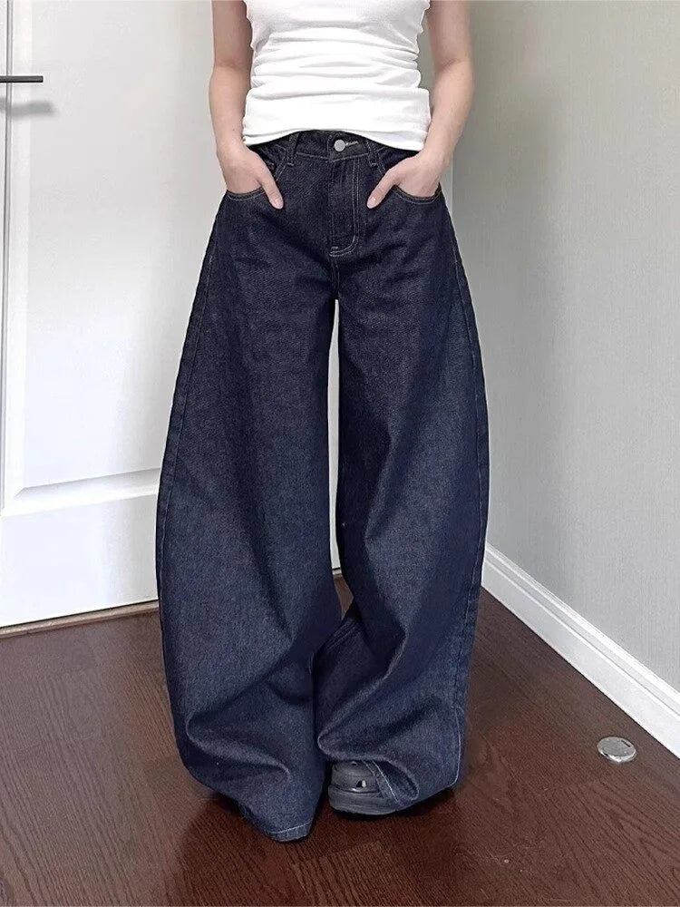 Jeans Women Streetwear Chic Y2k Wide Leg Pants 2025 New Bottms High Waist Straight Denim Trousers Casual Korean Pantalon Femme