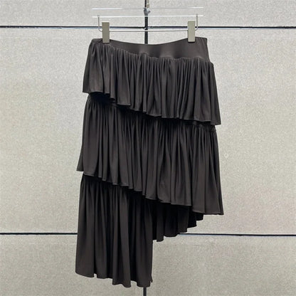 Women's skirt New low waist short skirt for summer 2025 Asymmetric slim fit cake skirt Layered pleated skirt Women's half skirt